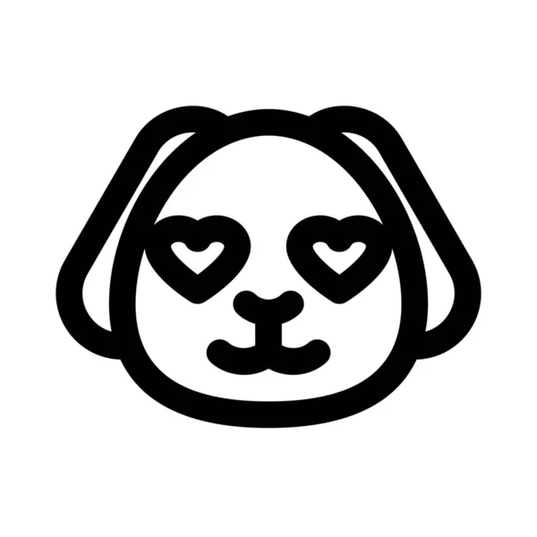 Romántico Feliz Cachorro Con Corazón Ojos Amor Emoji — Vector de stock