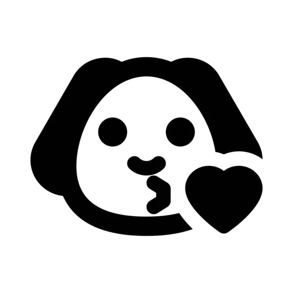 Puppy Blows Kiss Pictorial Representation Emoticon — Stock Vector
