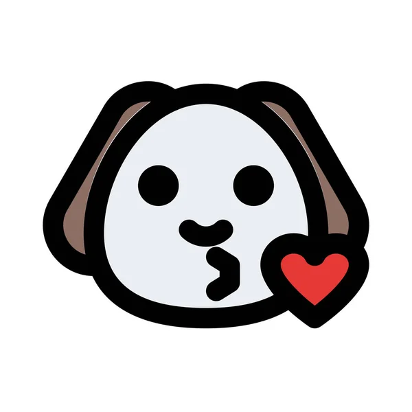 Cachorro Sopla Beso Representación Pictórica Emoticono — Vector de stock