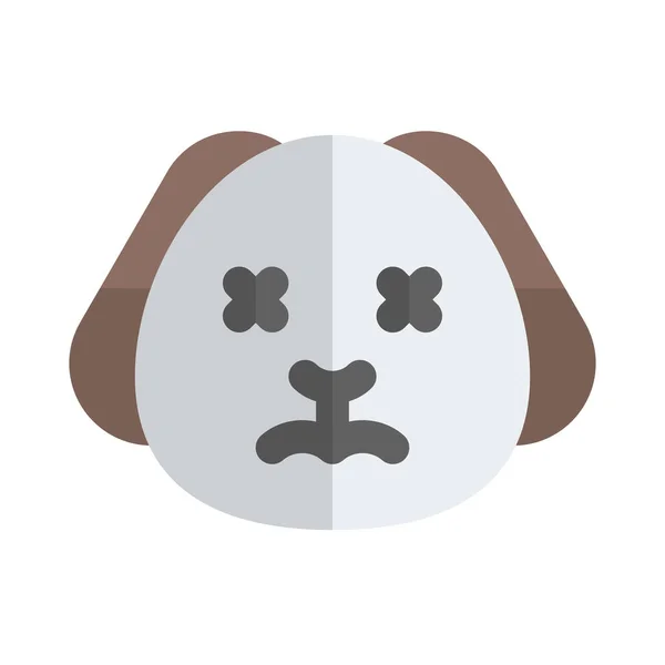 Ojos Cruzados Neutro Cachorro Expresión Facial Emoticono — Vector de stock