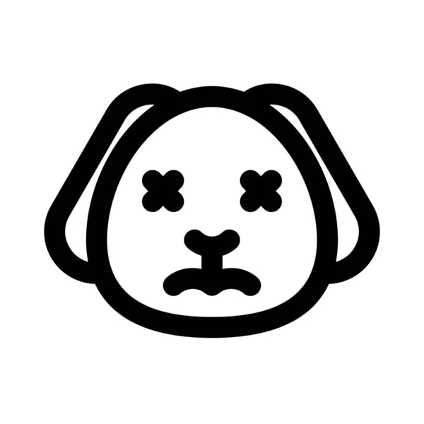 Olhos Cruzados Neutro Cachorro Expressão Facial Emoticon —  Vetores de Stock
