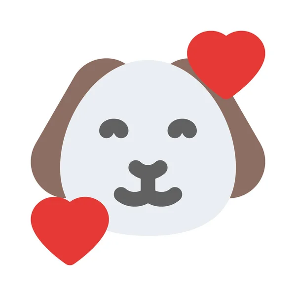 Cachorro Sonriente Con Corazones Girando Alrededor Cara Emoticono — Archivo Imágenes Vectoriales