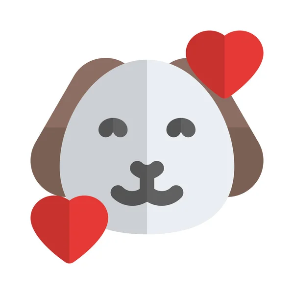 Cachorro Sonriente Con Corazones Girando Alrededor Cara Emoticono — Archivo Imágenes Vectoriales