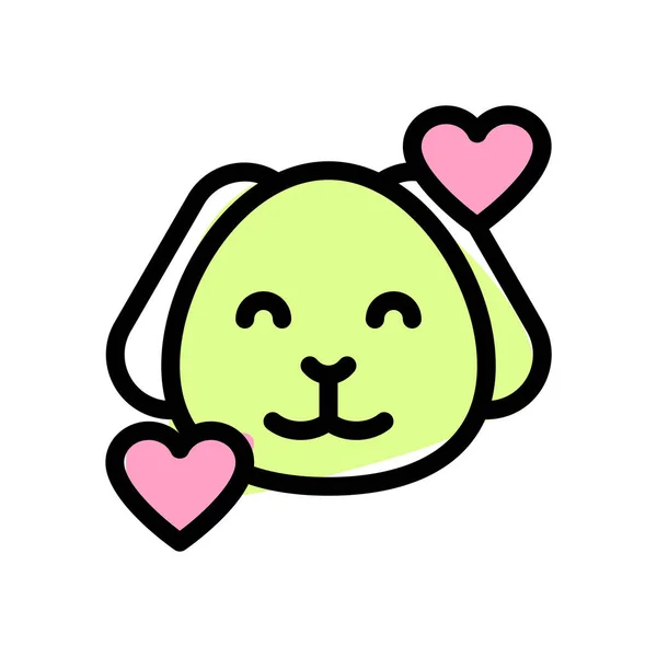 Smiling Puppy Hearts Revolving Face Emoticon - Stok Vektor