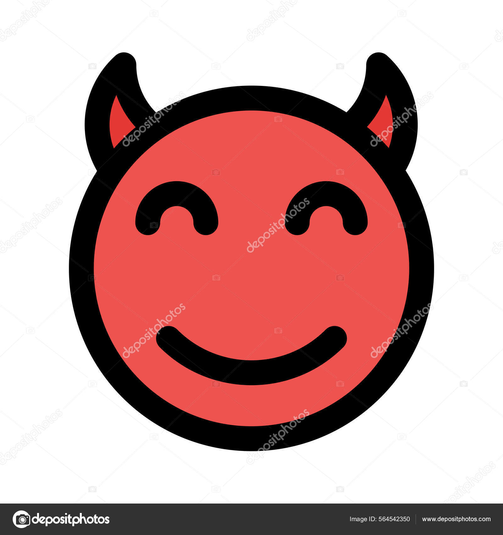 Happy Devil Horns Smile Eyes Closed Векторное Изображение ©get4net.
