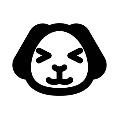 Köpek yavrusu şaşı ve sırıtan gözler yüz ifadesi.