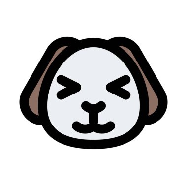 Köpek yavrusu şaşı ve sırıtan gözler yüz ifadesi.