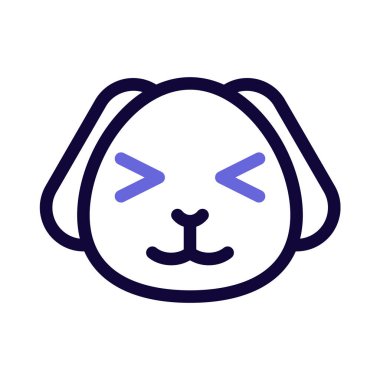 Köpek yavrusu şaşı ve sırıtan gözler yüz ifadesi.