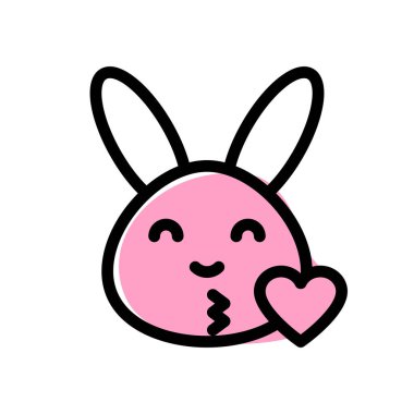 İnternette kalpten öpücük gönderen tavşan emojisi