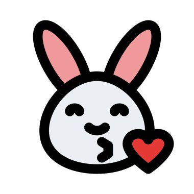 İnternette kalpten öpücük gönderen tavşan emojisi