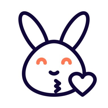 İnternette kalpten öpücük gönderen tavşan emojisi