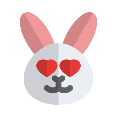 Kalbi olan mutlu romantik tavşan emojisi.