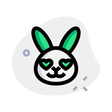 Kalbi olan mutlu romantik tavşan emojisi.