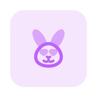 Kalbi olan mutlu romantik tavşan emojisi.