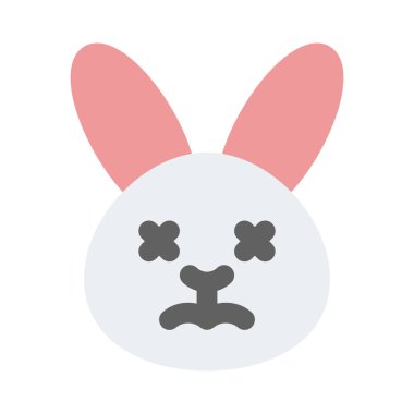 Rahatlamış ve nötr tavşan yüz ifadesi emoticori
