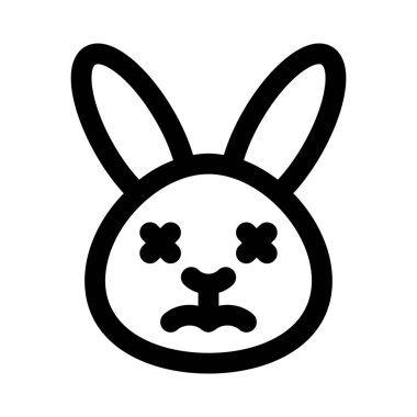 Rahatlamış ve nötr tavşan yüz ifadesi emoticori