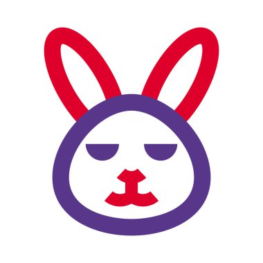 Gözleri kapalı, gülümseyen tavşan ifadesi.