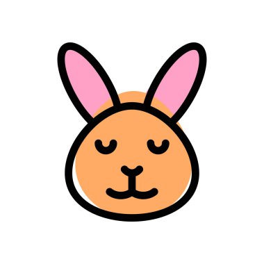 Gözleri kapalı, gülümseyen tavşan ifadesi.