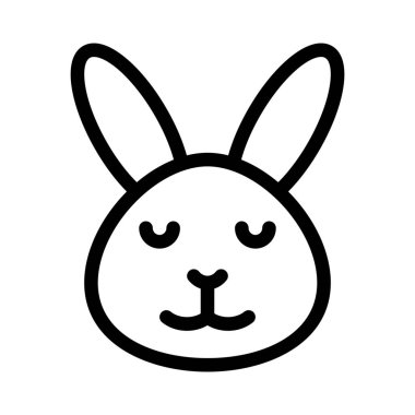 Gözleri kapalı, gülümseyen tavşan ifadesi.