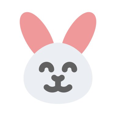 Mutlu gülümseyen tavşan yüzü, gözleri kapalı emoji.