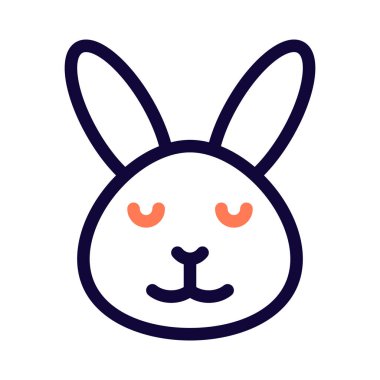 Gözleri kapalı, gülümseyen tavşan ifadesi.