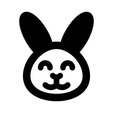 Mutlu gülümseyen tavşan yüzü, gözleri kapalı emoji.
