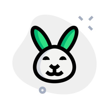 Mutlu gülümseyen tavşan yüzü, gözleri kapalı emoji.
