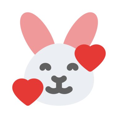 Gülen tavşan kalp etrafında dönüyor yüz ifadeleri