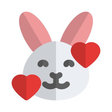 Gülen tavşan kalp etrafında dönüyor yüz ifadeleri