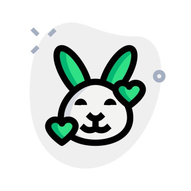 Gülen tavşan kalp etrafında dönüyor yüz ifadeleri