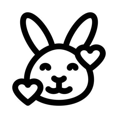 Gülen tavşan kalp etrafında dönüyor yüz ifadeleri