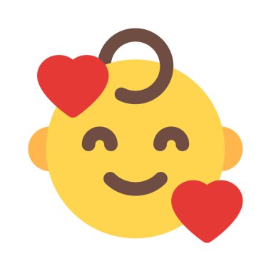 gülümseyen bebek kalp etrafında yüz ifadeleri