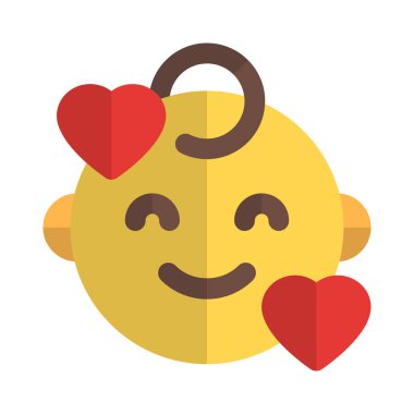 gülümseyen bebek kalp etrafında yüz ifadeleri