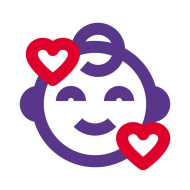 gülümseyen bebek kalp etrafında yüz ifadeleri