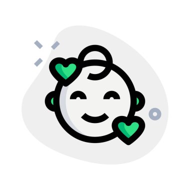 gülümseyen bebek kalp etrafında yüz ifadeleri