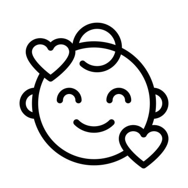 gülümseyen bebek kalp etrafında yüz ifadeleri