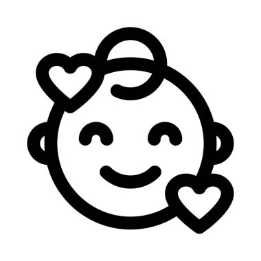 gülümseyen bebek kalp etrafında yüz ifadeleri