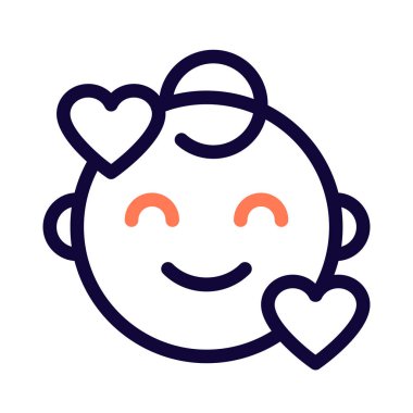 gülümseyen bebek kalp etrafında yüz ifadeleri