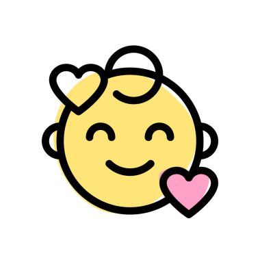 gülümseyen bebek kalp etrafında yüz ifadeleri