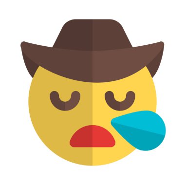 Yorgun ya da uykulu kovboy emojisi ile ter damlası