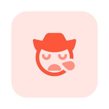 Yorgun ya da uykulu kovboy emojisi ile ter damlası