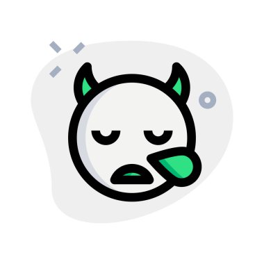 Yorgun ya da uykulu şeytan emojisi terli
