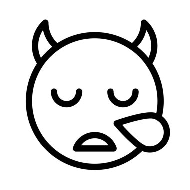 Yorgun ya da uykulu şeytan emojisi terli