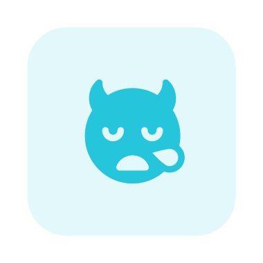 Yorgun ya da uykulu şeytan emojisi terli