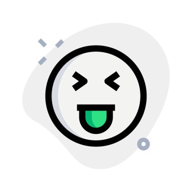 İnternette paylaşılan dil emojisi ile şaşı yüz.