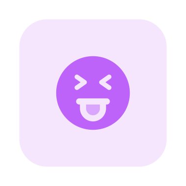 İnternette paylaşılan dil emojisi ile şaşı yüz.