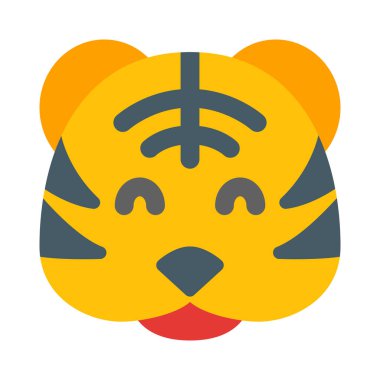 Mutlu gülümseyen kaplan surat, gözleri kapalı emoji.