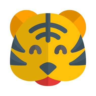 Mutlu gülümseyen kaplan surat, gözleri kapalı emoji.