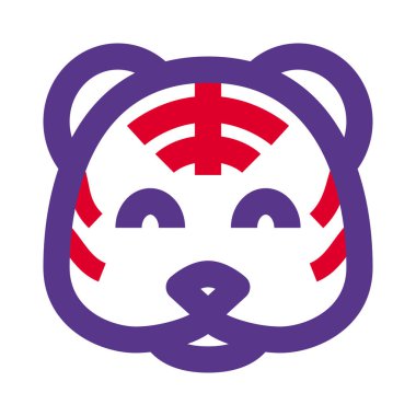 Mutlu gülümseyen kaplan surat, gözleri kapalı emoji.