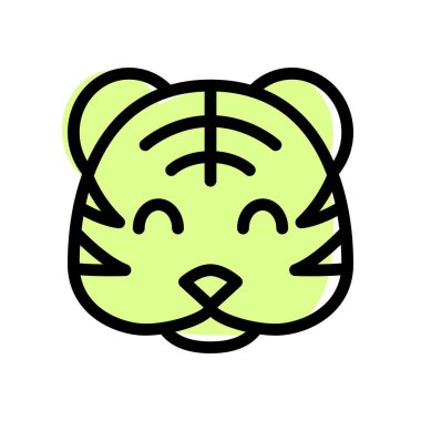 Mutlu gülümseyen kaplan surat, gözleri kapalı emoji.